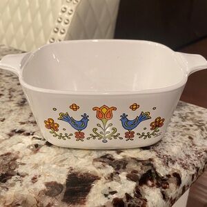 Blue Bird Country Festival Corning Ware 2 3/4 Cups - range and microwave 7x6
